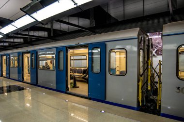 Moskova, Rusya - 20 Mayıs 2018 yeni Moskova metro istasyonu