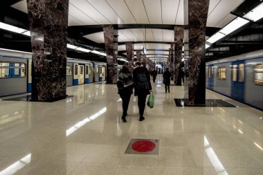 Moskova, Rusya - 20 Mayıs 2018 yeni Moskova metro istasyonu