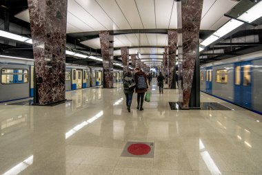 Moskova, Rusya - 20 Mayıs 2018 yeni Moskova metro istasyonu