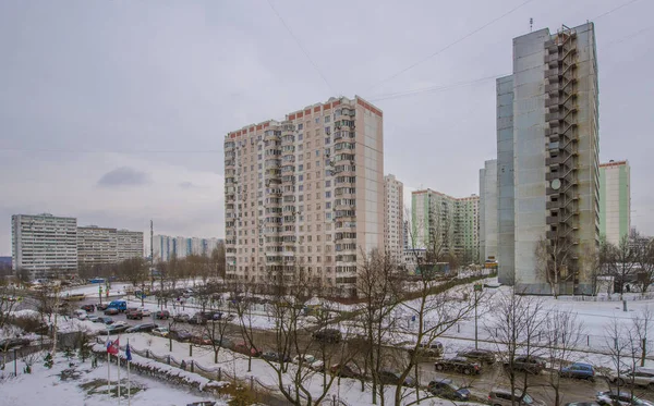 莫斯科住宅多层建筑全景图 — 图库照片