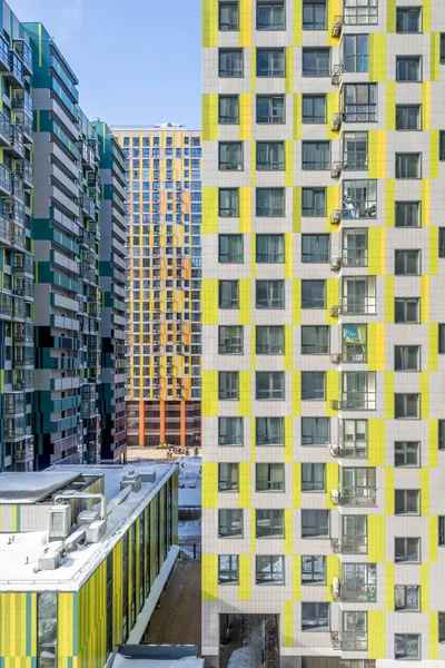 Fachada Nuevo Edificio Apartamentos Varios Pisos Moscú — Foto de Stock