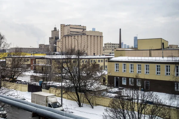 Distrito Moscou Com Fábricas Armazéns Dia Inverno Arquitetura Industrial — Fotografia de Stock