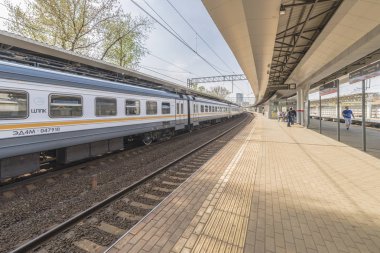 Moskova, Rusya - Moskova'da 20 Mayıs 2018 Modern banliyö yolcu treni