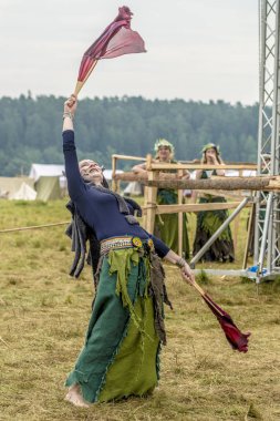 Kymry, Rusya - 26 Temmuz 2018 etnik Festivali. Eski halk oyunları