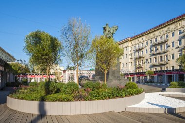 Moskova, Rusya - 26 Temmuz 2018 Moskova Merkezi Festival Yaz dekorasyonu. Festivali