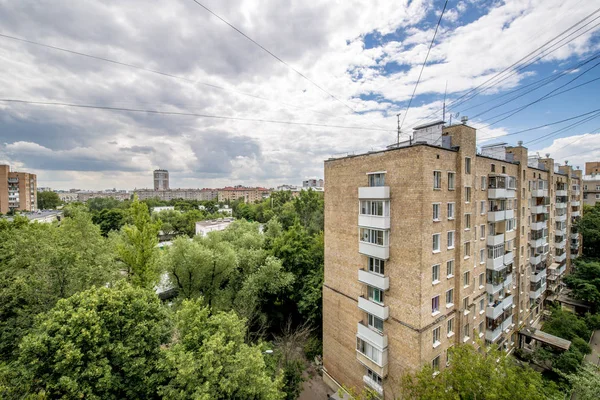 Ulic Budynków Mieszkalnych Moskwie Wysokość Widoku Góry Panorama — Zdjęcie stockowe