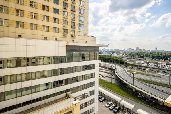 Straten Residentiële Gebouwen Moskou Vanaf Een Hoogte Bekijken Panorama — Stockfoto