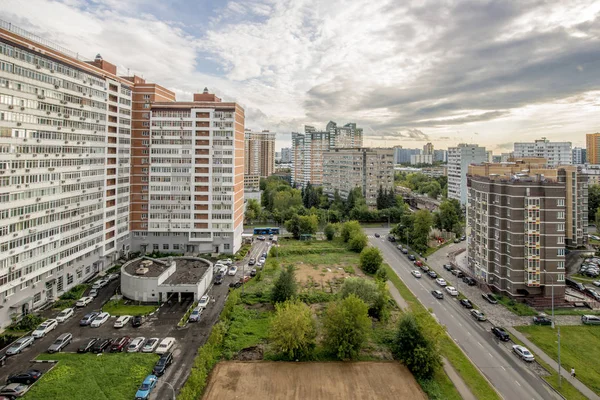 Calles Edificios Residenciales Moscú Desde Una Vista Altura Desde Panorama — Foto de Stock