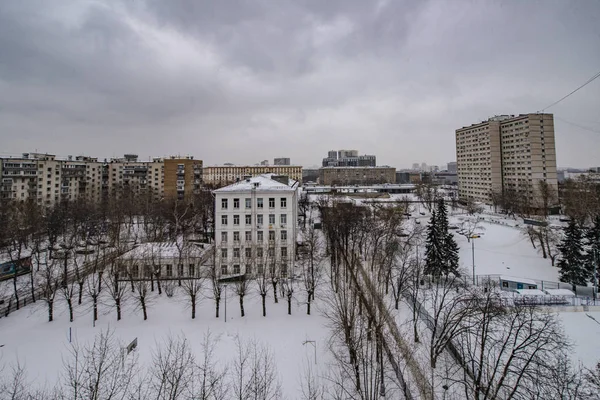 Novas Áreas Residenciais Moscou Com Casas Multi Etano Inverno — Fotografia de Stock