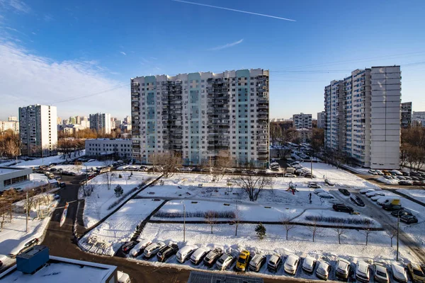 Нові Спальних Районах Москви Кількома Етан Будинками Взимку — стокове фото