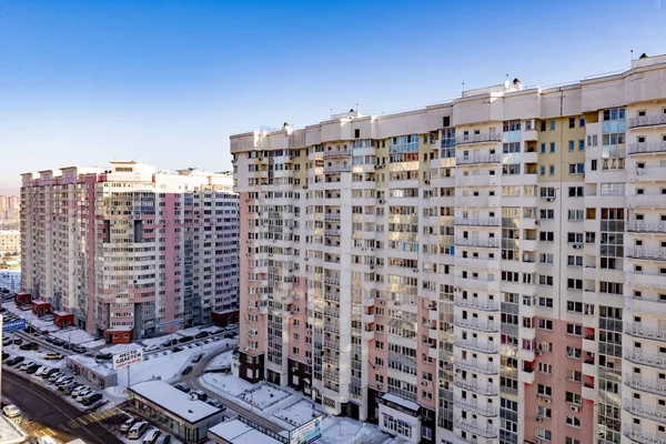 New residential areas of Moscow with multi-ethane houses in winter