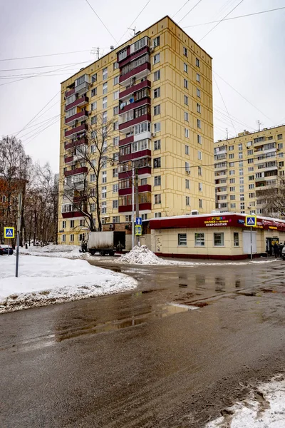 Νέες Οικιστικές Περιοχές Της Μόσχας Multi Αιθάνιο Σπίτια Χειμώνα — Φωτογραφία Αρχείου