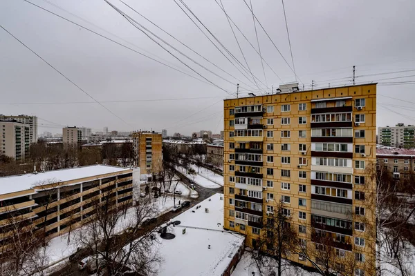 Nowe Dzielnice Mieszkaniowe Moskwy Domy Wielu Etanu Zimie — Zdjęcie stockowe