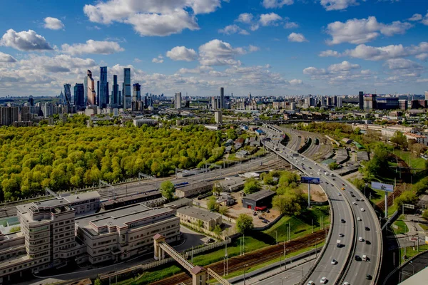 Nya Bostadsområden Moskva Med Flera Våningar Byggnader Och Gator — Stockfoto