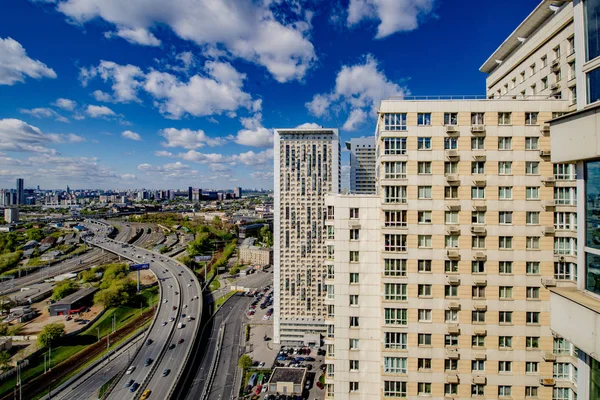 Vista Panorâmica Das Novas Áreas Residenciais Moscou Dia Ensolarado — Fotografia de Stock