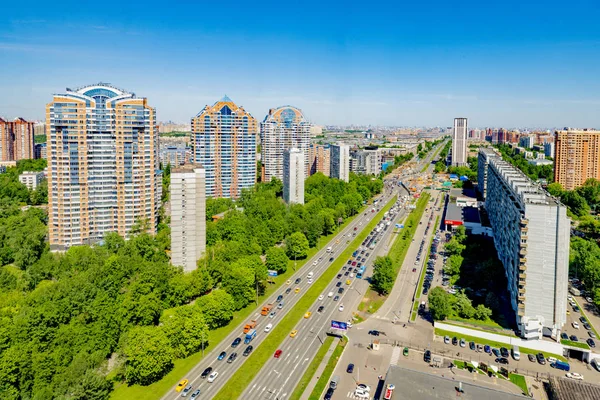 Vista Panorâmica Das Novas Áreas Residenciais Moscou Dia Ensolarado — Fotografia de Stock