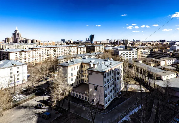 Panoramatický Pohled Nové Obytné Oblasti Moskvy Slunečného Dne — Stock fotografie