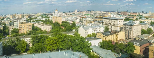 Panoramautsikt Över Nya Bostadsområdena Moskva Solig Dag — Stockfoto