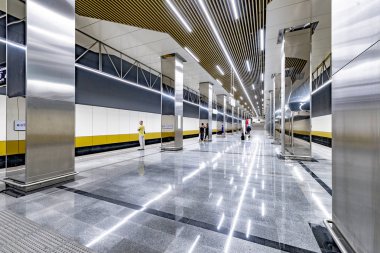 Moskova/Rusya- 21 Temmuz 2019 Moskova metrosundaki yeni istasyonlar. çağdaş bir tasarım tarzında geçen yıl açık
