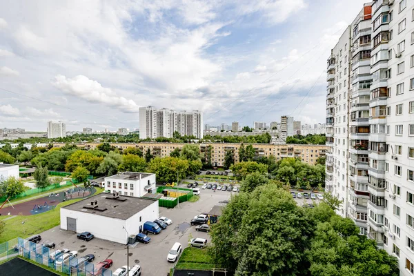 Novas Áreas Residenciais Moscou Com Edifícios Vários Andares Ruas — Fotografia de Stock