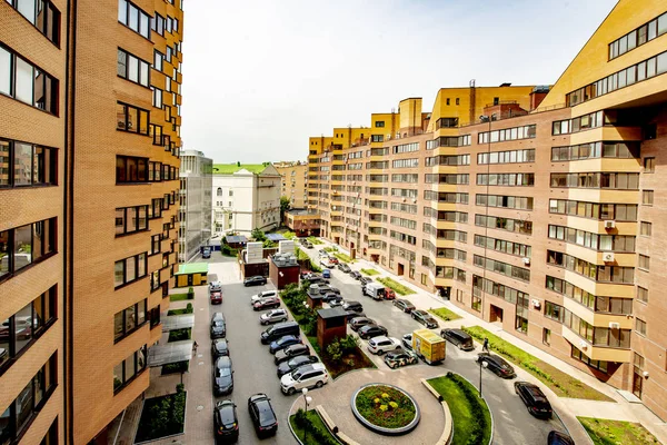 Nouveaux Quartiers Résidentiels Moscou Avec Des Bâtiments Des Rues Plusieurs — Photo