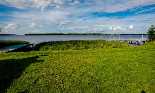 Güneşli Bir Günde Rus Volga Nehri Nin Aşırı Gelişmiş Yaz — Stok fotoğraf