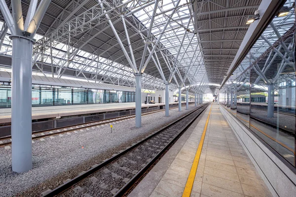 Moscow Russia July 2020 Modern Passenger Train New Railway Station — Stock Photo, Image