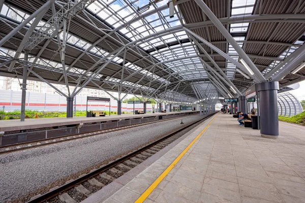 Moscow Russia July 2020 Modern Passenger Train New Railway Station — Stock Photo, Image