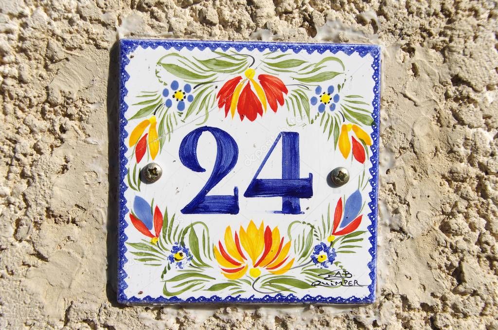 Twenty four street number in a village near Paris in France, Europe