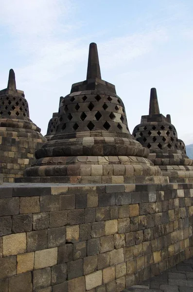 Endonezya Java Adasında Yogyakarta Yakınlarındaki Borobudur Tapınağında Stupas — Stok fotoğraf