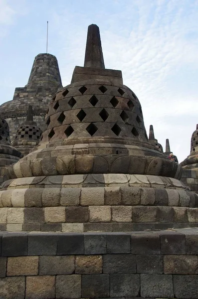 Stupas Chrámu Borobudur Nedaleko Yogyakarta Ostrově Javy Indonésii — Stock fotografie