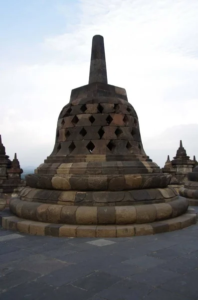 Stupas Templo Borobudur Perto Yogyakarta Ilha Java Indonésia — Fotografia de Stock