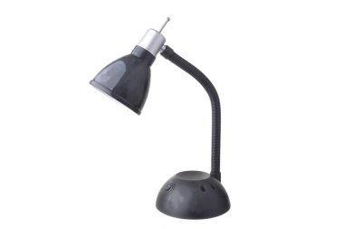 Beyaz üzerine siyah ve gümüş masa lambası görüntüsünü kapatmak