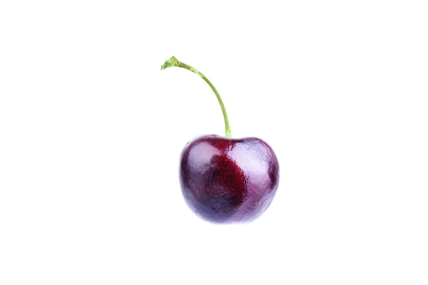 Macro Shot Single Cherry Isolated White Background — Stock Photo, Image