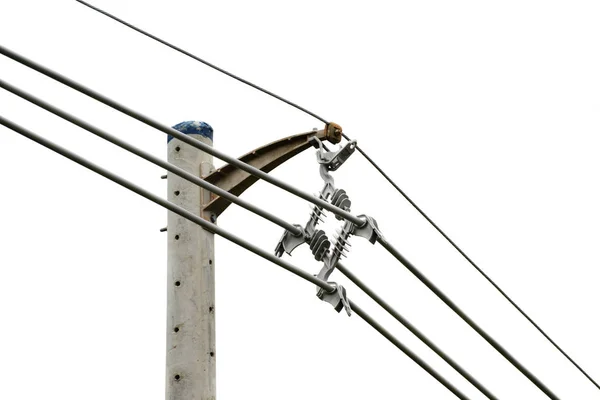 Close Shot Van Elektrische Energie Lijnen Koppeling Geïsoleerd Wit — Stockfoto