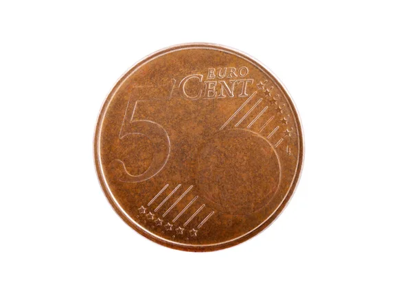 Makro Szemcsésedik Ból Egy Régi Használt Cent Euro Érme Elszigetelt — Stock Fotó
