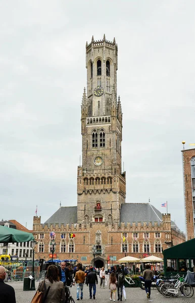 Bruges Bélgica May18 2015 Torre Del Campanario Brujas Encuentra Misil —  Fotos de Stock