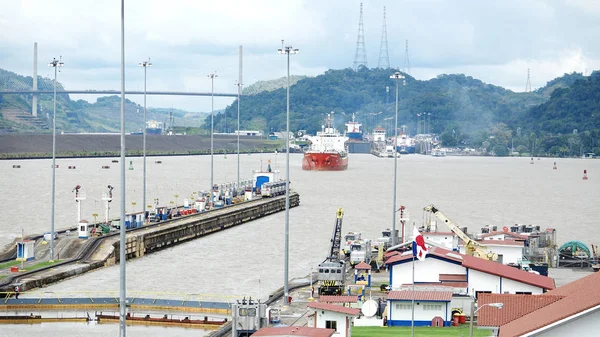 Miraflores Lock Panama Canal Panama Dec 2016 Several Ships Going — Stock Photo, Image