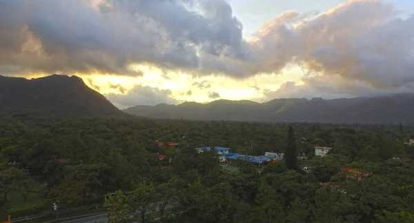 Flygfoto Över Magnifik Solnedgång Den Staden Valle Panama — Stockfoto