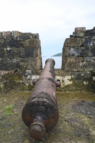 Gamla Spanska Kanon Historiska Fort Portobelo Panama — Stockfoto