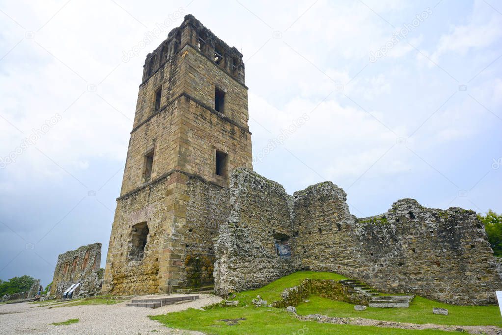 Ruins of the cathedral tower of the old City of Panama