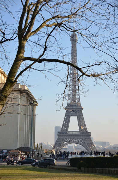 Paris France Jan 2017 View Eiffel Tower Hill Trocadero — Stock Photo, Image