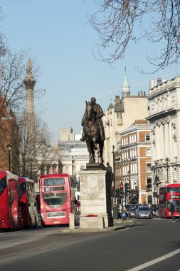 Londra, İngiltere, 21 Ocak 2017: Earl Haig Memorial İngiliz Batı Cephesi Komutanı Douglas Haig, 1 Earl Haig Whitehall Westminster üzerinde bronz atlı heykeli olduğunu. 