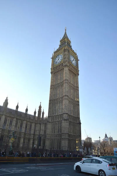 Londra Inghilterra Gennaio 2017 Torre Dell Orologio Big Ben Westminsterbridge — Foto Stock