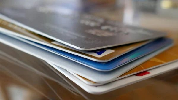 Macro Shot Credit Cards Pile — Stock Photo, Image