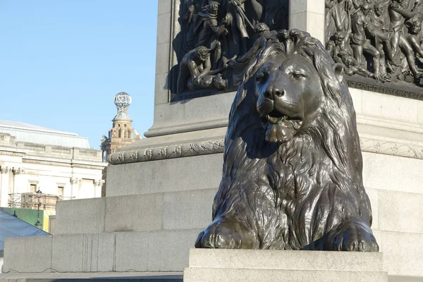 Londres Englândia Jan 2017 Famosas Estátuas Quatro Leões Trafalgar Square — Fotografia de Stock