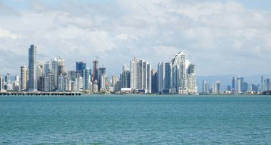 Geniş açı bakış Panama City, modern manzarası uzun boylu lbuildings tam