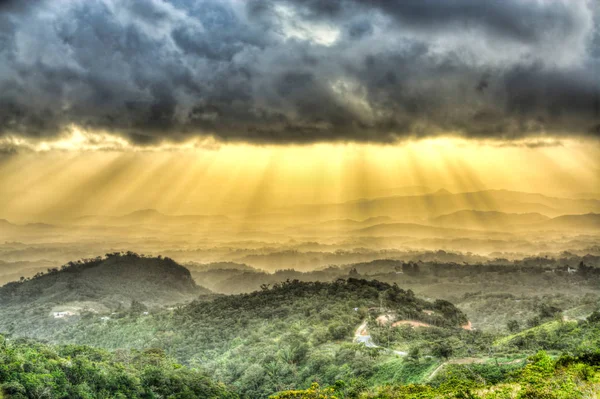 Beautiful Mountain Range Sun Rays Shining Central Part Panama — Stock Photo, Image