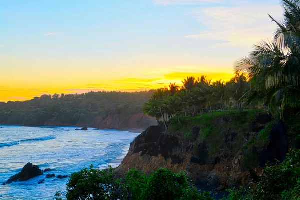 Belo Pôr Sol Uma Praia Solitária Costa Pacífico Panamá — Fotografia de Stock
