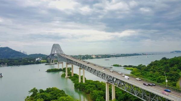  Hava panoramik, Bridge, Amerika'nın Panama Kanalı Pasifik giriş üzerinde